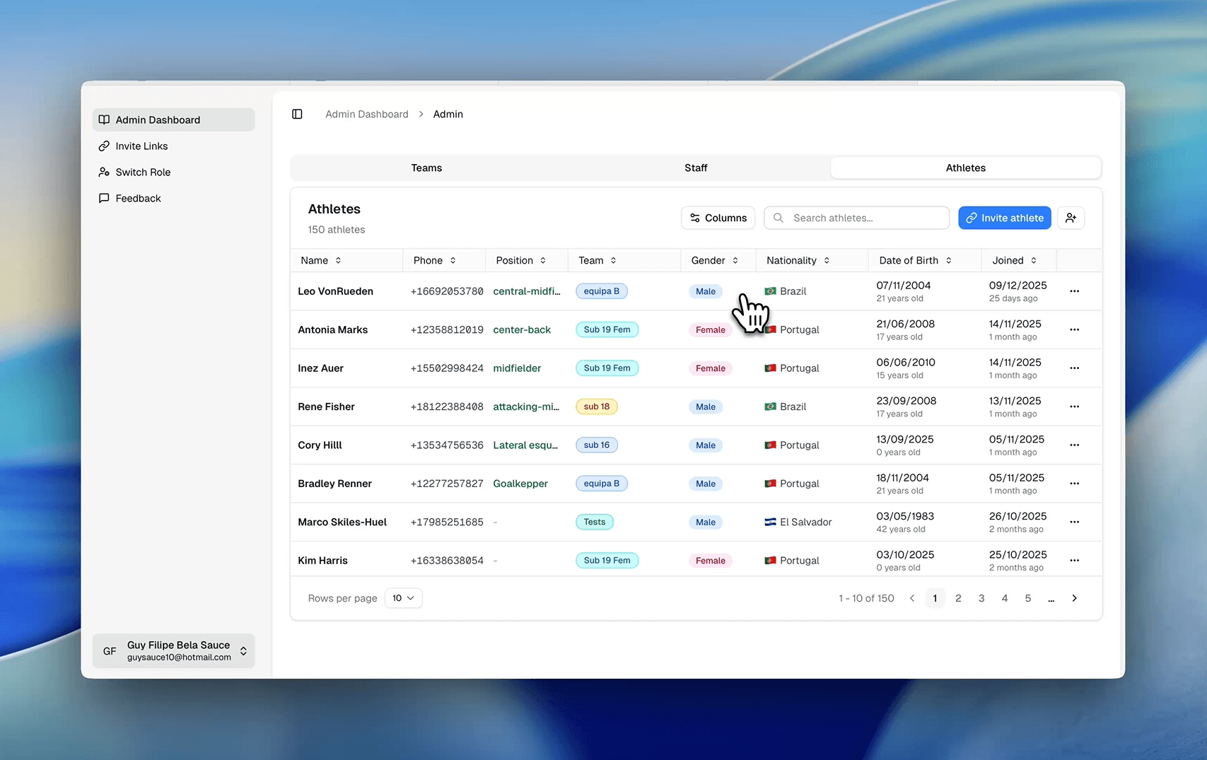 Manage Club Athletes