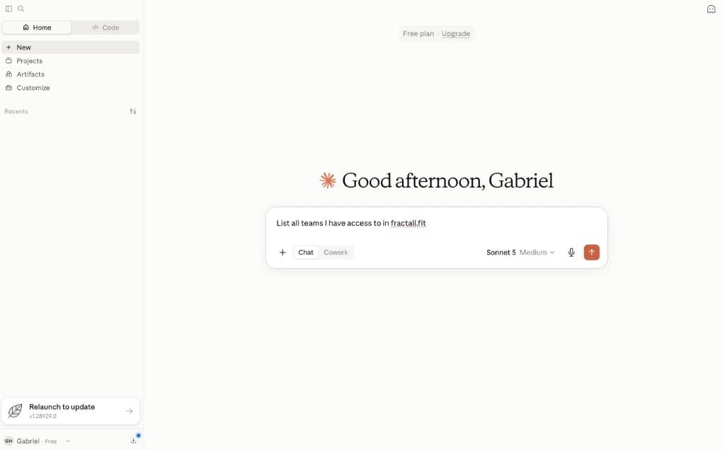Claude Desktop chat with the success-check prompt typed in the message box.